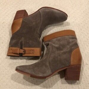 Sebago Handcrafted Leather Suede Nell Ankle Heeled Booties Size 10M